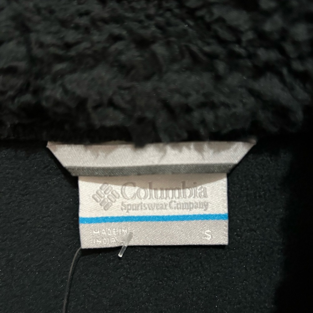 Columbia Black Teddy long Jacket Button Closure Cozy Women Size S NWT - Picture 5 of 8